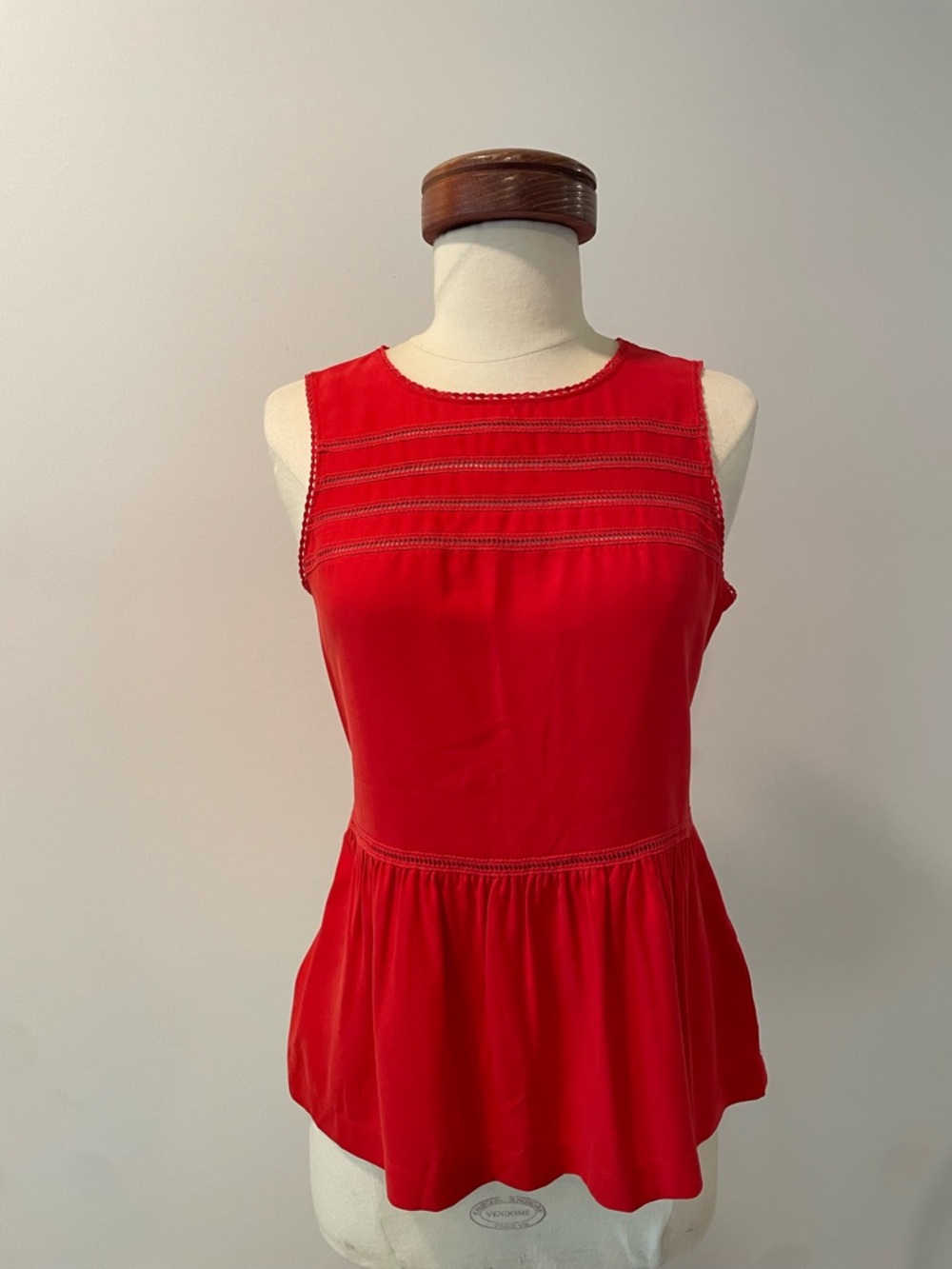 Madewell Peplum Top in wild poppy red -100% silk (small)